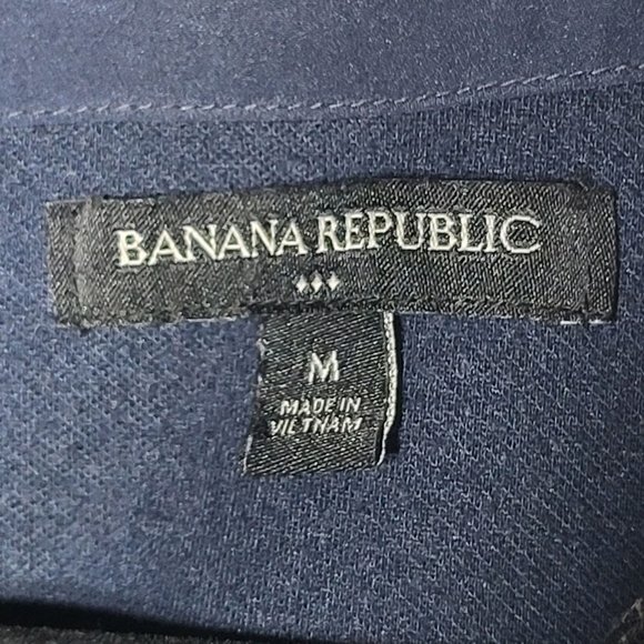 Banana Republic Womens Ruffle Short Sleeve Navy Blouse Size Medium Preppy Mature - Picture 4 of 9